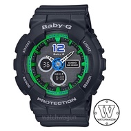 CASIO Baby-G BA-120-1B Analog Digital Black and Green Resin Band Ladies Watch ba-120 ba120