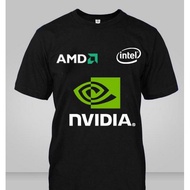 เสื้อยืด ผ้าฝ้าย 100% พิมพ์ลาย Intel Amd Nvidia พลัสไซซ์ สําหรับผู้ชาย เสื้อยืดแฟชั่นลำลอง