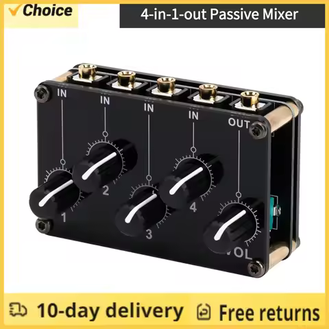 4-in-1-out Passive Mixer Module Mini Stereo 4-Channel Passive Mixer Audio Mixer 4 Audio Input to 1 O