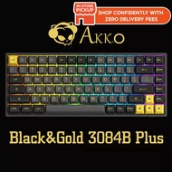 # Akko 3084B Plus [BLACK &amp; GOLD] Fully Assembled Multi-Mode Wireless Hot-Swap Keyboard # Akko CS Jelly Pink