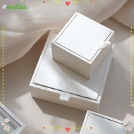 MOLIHA Jewelry Box, Satin Display Organizer Jewelry Packaging Box, Elegant White/Pink Earring Organi