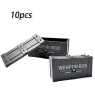 10PCS Brick Equipment Military Box Kualitas Tinggi Weapon Storage Box Building Blocks Bahan ABS Mer