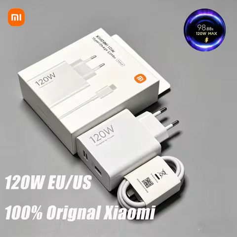 Original Xiaomi Charger 120W Gan Adapter Turbo Fast Charging EU US Redmi Note Mi 14 13T 13 12T 11T P