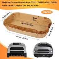 BYKITCHEN Air Fryer Liners for Ninja FG551/DG551/IG651 Foodi Smart XL Indoor Grill, Set of 100, Rect