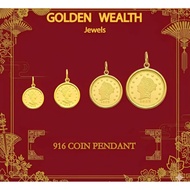 👍916 Gold Coin Pendant Loket Syiling Emas 916 黃金钱币吊坠