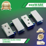 ecoWARE 12mm Big Glass Hinge Door Catch Door Hinge Suitable For Glass Door Chrome Big Glass Hinge