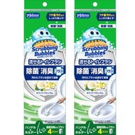 日本莊臣 一次性洗滌泡沫馬桶刷強力除尿垢清潔劑 刷桿+支架+替換刷頭4隻(白花香) *【2件】- 12233(平行進口)