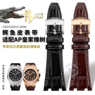 Real Crocodile Leather Adapt to AP Aibi Royal Oak Offshore 15703/15710 Genuine Leather Strap Pin Buckle 26 28mm