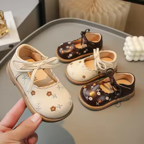 New Vintage Floral Mary Jane Low Heel Litte Girls Cosy Shallow Shoes Fashion Embroidery Flowers Prin
