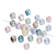 20-100Pcs 4-8mm Aurora Glass Beads Transparent Iridescent Round Beads for DIY Necklace Bracelet Jewe