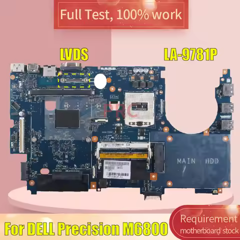 0XWC1M 0HWH2H For DELL Precision M6800 Laptop Motherboard LA-9781P HM87 DDR3L Notebook Mainboard Tes