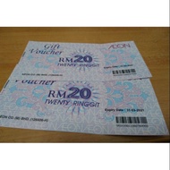 AEON GIFT VOUCHER WITH VALUE RM40 (RM20 x 2PCS) FREE SHIPPING FOR WEST MALAYSIA