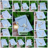 Kalung Stainless Steel Titanium Huruf Latin Motif UBS 925 Inisial A - Z Gold 24K.