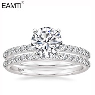 EAMTI 1.25CT 925 Sterling Silver Bridal Ring Sets Round CZ Engagement Rings promise rings wedding ba