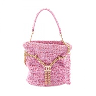 【二手】香奈兒 (Chanel) 絎縫抽繩水桶包 兩用粉紅色小號肩背包