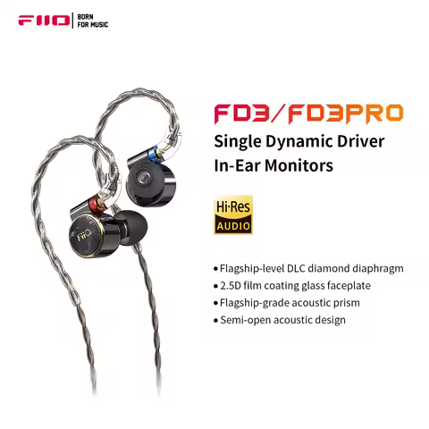 FiiO FD3/FD3 Pro 1DD In-Ear HiFi Earphones 12mm DLC wired Hi-Res Detachable MMCX for Android/IOS/PC