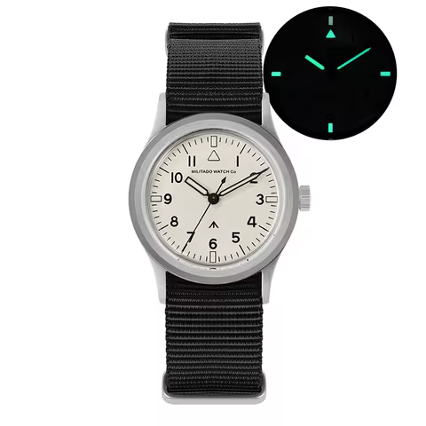 Militado ML14 Quartz Watch Cream Dial VH31/VH65 Sweep Movement Bubble K1/ Sapphire Luminous 36Mm Vin