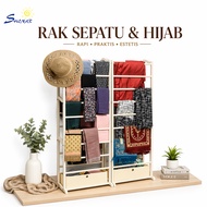 Multifunctional Hijab Rack Shoe Rack/ Multipurpose Hanging Rack 10 Tiers Size 51 x 24 x 140 Cm
