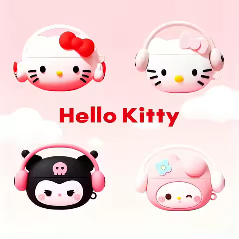 For Airpods 1 2 3 4 Pro Pro 2 Pro 3 Hello Kitty Kuromi Melody Listen To Music Cartoon Silicone Earph