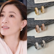 Earrings earrings News Queen She Shiman MAN Sister MAN Heart Zircon Fritillary Ear Buckles High-End 