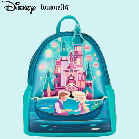 Disney Loungefly Tangled Rapunzel & Flynn Boat Scene With Castle Design Mini Backpack Fashion Gift F