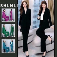 2pc/1se Women's Plus Size Korean Style Casual Work Loose Slimming Blazer Set