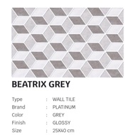 ready Keramik dinding dapur kamar mandi Platinum beatrix grey embossed