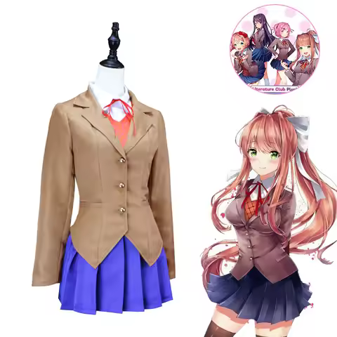 Anime Game Doki Literature Club Monika Cosplay Sayori Yuri Natsuki Cosplay Costume Wig Set School Un