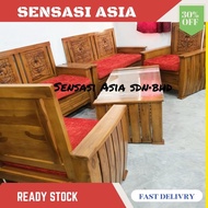 SOFA SET JATI MINIMALIS INDONESIA [3+2+1+1+Meja+Kaca]| Kursi kayu jati Murah