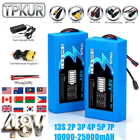 Suitable for 100-1500W scooters, new 48V 13S 2P 3P 4P 5P 7P 18650 lithium-ion battery packs, with bu