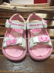 Hello Kitty 凱蒂貓 童鞋 女童 涼鞋 輕量 透氣 魔鬼氈 涼鞋 拖鞋 粉紅色 16號