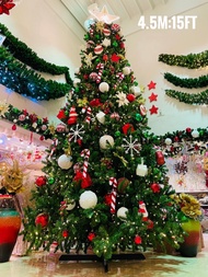 ต้นคริสต์มาสปลอม ต้นคริสมาส ต้นคริสมาสต์ ขนาด 15 ฟุต/ 450 เซนติเมตร / 4.5 เมตร ขาเหล็ก ตกแต่งปาร์ตี้