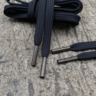 Premium black flat shoes 6 mm wide, rust-proof metal aglet, shoe accessories