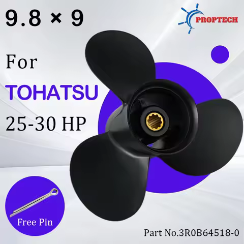 For Tohatsu Outboard Propeller 9.8x9 3R0B64518-0 Fits 25-30 HP Boat Motors Aluminum Alloy Screw 3 Bl