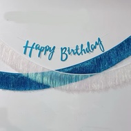 SET•HAPPY BIRTHDAY BANNER WITH TINSEL FOIL FRINGE CURTAIN BACKDROP SET•LETTER BANNER BUNTING HANG TI