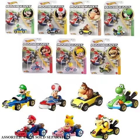 Original Hot Wheels Premium 1/64 Mario Kart Model Car Super Mario Bros Hotwheels 1:64 Hoteelws Cars 