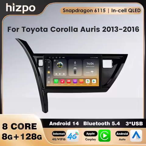 Snapdragon 6115 In-cell QLED Car radio for Toyota Corolla Auris 2013-2016 (Left Hand Driving) Androi