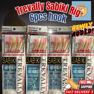 【TREVALLY】6PCS HOOK Luminious Perambut Sabiki Rig Apollo Hook Fishing Lure bait Set mata kail