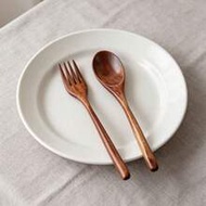 1pc/2pcs Natural Lacquer Wood Salad Fork & Spoon, 22.5cm/8.86in, Student Supplies, Back To School Se