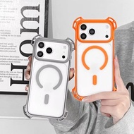 Transparent Four Corner Drone Airbag Anti Drop Magnetic Phone Case Suitable for iPhone 17 16 15 14 1