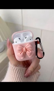 New可愛蝴蝶結粉色耳機殼AirPods 1/2