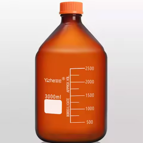 Amber Large Glass Reagent Bottle with screw cap thick wall Lab Brown Graduated Test Bottle 2000/3000