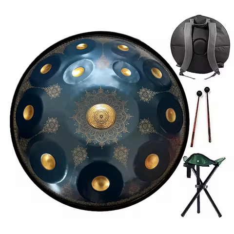 Laser Engraving Handpan Drum 22 inch 9/10/12 Notes D Minor Steel Tongue Drum Nitriding Steel Hand Di
