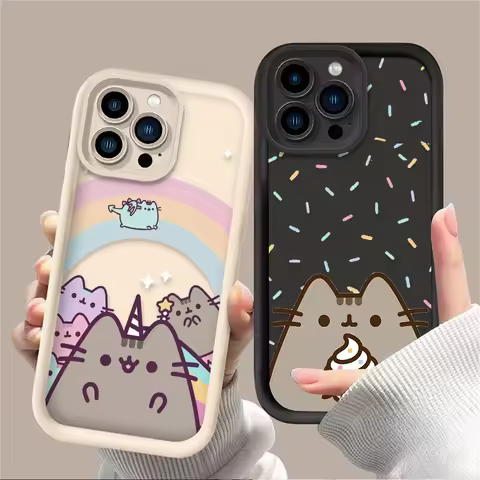 Rainbow Pusheen Cute Cat Case for iPhone 17 Air 16 16E 15 14 13 12 11 Pro Max X XS X S Max XR SE 202