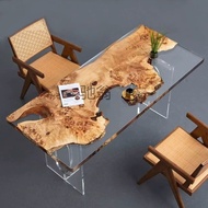 K% Epoxy Resin Table Large Board Solid Wood Tea Table Walnut Flowing Water Tea Table Coffee Table Square Table Log River Table Dining