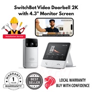 SwitchBot Video Doorbell 2K with 4.3" Monitor Screen, Intercom, Battery / Hardwire,, IP65, door view