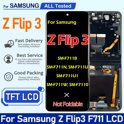 TFT For Samsung Z Flip 3 F711 LCD Display Touch Screen For Samsung Z Flip3 5G LCD SM-F711 F711U F711