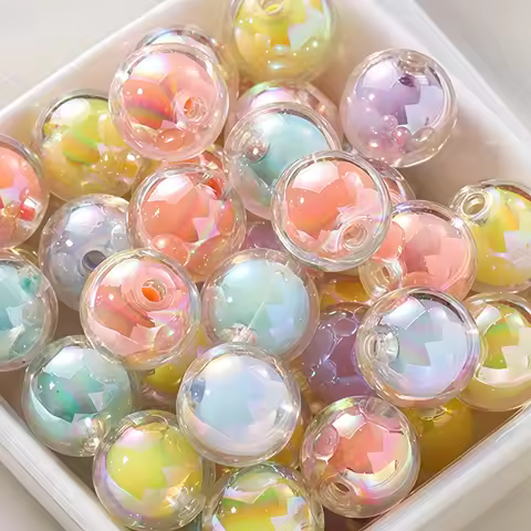 200pcs 8mm mixed color, pearl in pearl, jelly round beads, , interval beads. DIY pearl in pearl hand