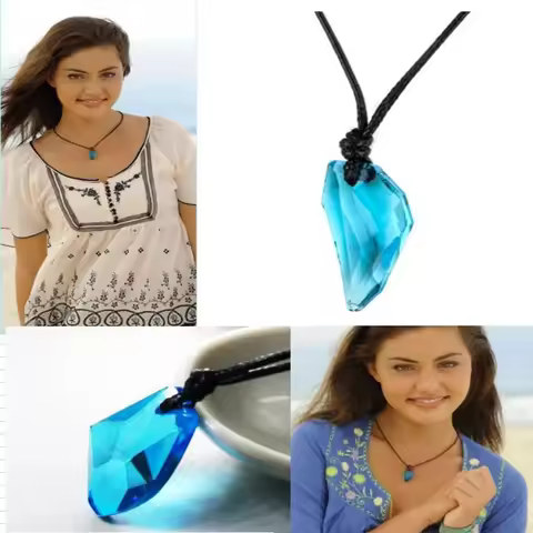 Classic Tv Series H2o Necklace Fashion Resin Moonstone Pendant Just Add Water Blue Stone Mako Mermai