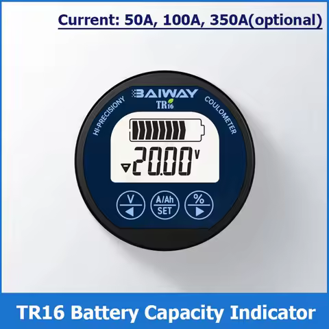 TR16 Waterproof Battery Tester DC 8-80V 50A 100A 350A Coulomb Counter Meter Battery Capacity Indicat